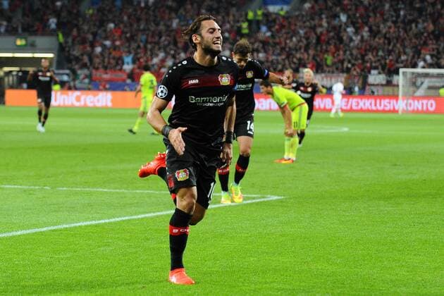 GER, Bayer Leverkusen (GER) vs ZSKA Moskau (RUS) 14.09.2016, BayArena, Leverkusen, Gruppe E, GER, Bayer Leverkusen (GER) vs ZSKA Moskau (RUS), im Bild Torjubel zum 2:0 durch Hakan Calhanoglu ( Leverkusen 10 ) Foto © nordphoto Treese nordphotoxTreese