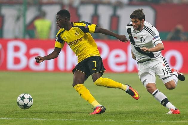 FUSSBALL CHAMPIONS LEAGUE 2016 2017 LEGIA WARSCHAU - BVB BORUSSIA DORTMUND Ousmane Dembele (Borussia), Bartosz Bereszynski (Legia)  20160914_toja_96