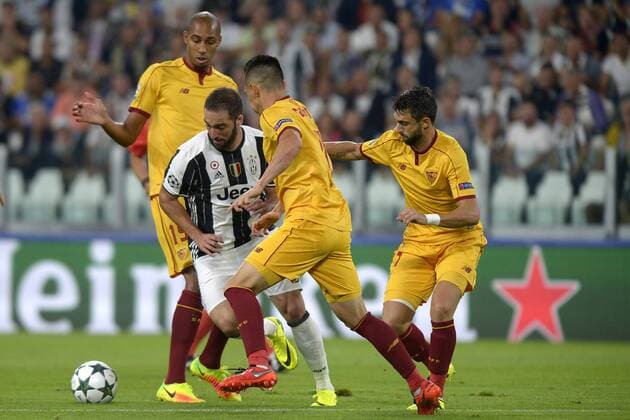 Gonzalo Hiugian Juventus, Steven N Zonzi, Matias Kranevitter, Franco Vazquez Sevilla Juventus Turin - FC Sevilla 2016 2017 Champions League filippoxalfero