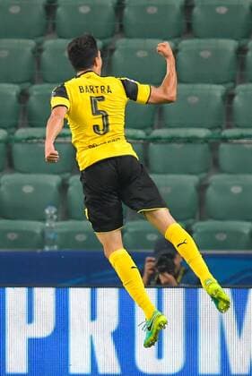 Fußball, CL, Legia Warschau - Borussia Dortmund FUSSBALL CHAMPIONS LEAGUE 2016 2017 LEGIA WARSCHAU - BVB BORUSSIA DORTMUND MARC BARTA Jubel BRAMKA Torjubel  MBI20160913_0410
