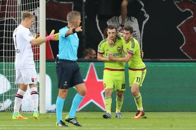Torjubel ueber das Tor zum 2:1 durch Alan Dzagoev ( 10, ZSKA Moskau) mit Aleksey Ionov ( 11, ZSKA Moskau), Bayer 04 Leverkusen vs. ZSKA Moskau, Fussball, Champions League, 14.09.2016, Leverkusen Copyright: xDeutzmannx xEibner-Pressefotox EP_cdn