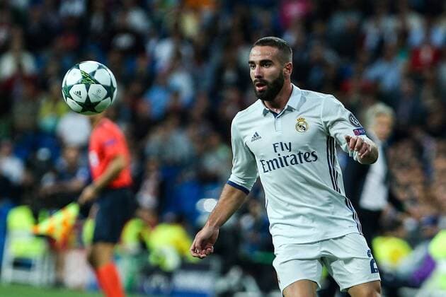 Real Madrid s Daniel Carvajal uring the match of Champions League group 6 round 1, between Real Madrid an Sporting Clube de Portugal at Santiago Bernabeu Stadium in Madrid September 14, 2016.  (20160914033)