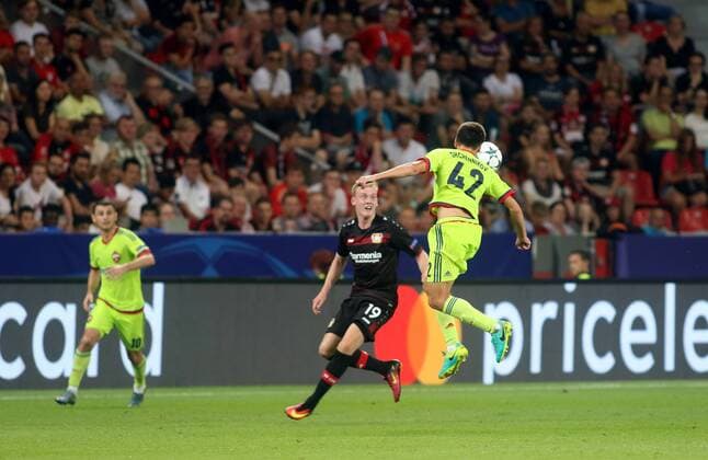 14.09.2016 - Kopfball annahmen von Georgi Schennikov (ZSKA Moskau) beim Champions League Gruppenspiel (Saison 2016 17) Bayer Leverkusen - ZSKA Moskau. Â