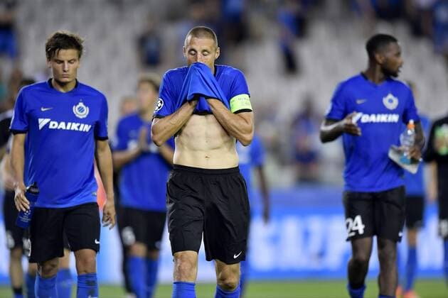 BRUGGE, BELGIUM - SEPTEMBER 14 : Timmy Simons midfielder of Club Brugge looks dejected on the final whistle after the defeat FOOTBALL : Bruges vs Leicester - Ligue Des Champions - 14 09 2016 PhotoNews Panoramic 