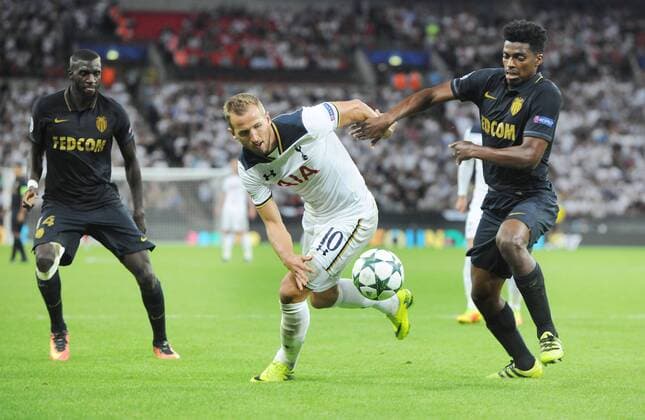 Football - 2016 2017 Champions League - Group E: Tottenham Hotspur vs Monaco Harry Kane of Tottenham and Jemerson of Monaco at Wembley Stadium 