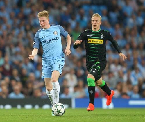 Kevin De Bruyne of Manchester City during the UEFA Champions League Group C match at The Etihad Stadium, Manchester. Picture date: September 14th, 2016. Pic Simon Bellis Sportimage EDITORIAL USE ONLY. No use with unauthorised audio, video, data, fixture lists, club league logos or live services. Online in-match use limited to 120 images, no video emulation. No use in betting, games or single club league player publications.