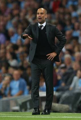 Josep Guardiola manager of Manchester City during the UEFA Champions League Group C match at The Etihad Stadium, Manchester. Picture date: September 14th, 2016. Pic Simon Bellis Sportimage EDITORIAL USE ONLY. No use with unauthorised audio, video, data, fixture lists, club league logos or live services. Online in-match use limited to 120 images, no video emulation. No use in betting, games or single club league player publications.