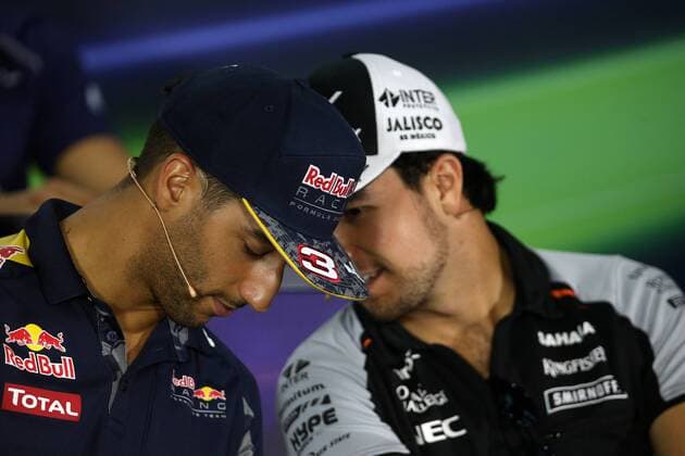 Formel 1, GP von Singapur, Pressekonferenz Singapore Grand Prix 15 - 18 September 2016 15.09.2016 - press conference PK Pressekonferenz Daniel Ricciardo (AUS) Red Bull Racing RB12 and Sergio Perez (MEX) Sahara Force India F1 VJM09 
