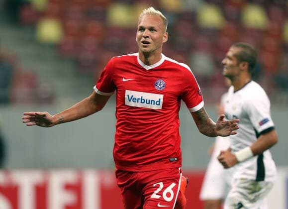 SOCCER - EL, Giurgiu vs A.Wien BUCHAREST,ROMANIA,15.SEP.16 - SOCCER - UEFA Europa League, group stage, Astra Giurgiu vs FK Austria Wien. Image shows the rejoicing of Raphael Holzhauser (A.Wien). GEPAxpictures xChristianxOrt