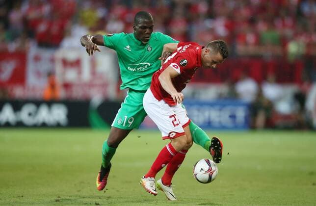 UEFA Europa League, 1. FSV Mainz 05 - AS St. Etienne, 1. Spieltag, Gruppenphase, Gruppe C, Saison 2016 2017 , 15.09.2016 in Mainz (GER), xmdx, Florentin POGBA (19, St. Etienne), Christian CLEMENS (27, Mainz 05) 1. FSV Mainz 05 - AS St. Etienne
