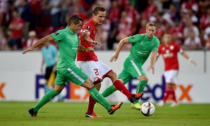 15.09.2016, xfux, Fussball Europa League, FSV Mainz 05 - AS St.Etienne, emspor, v.l. Romanin Hamouma (AS Saint-Etienne), Niko Bungert (FSV Mainz 05) Mainz