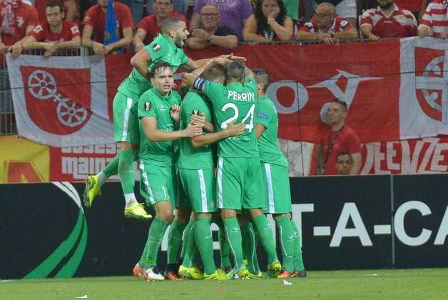 15.09.2016, xtkx, Fussball UEFA Europa League, FSV Mainz 05 - AS St.Etienne, emspor , v.l. torjubel 1:1, St. Etienne Mainz