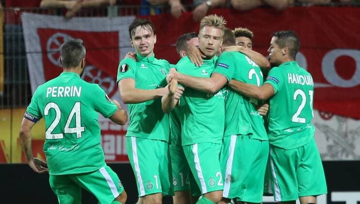 UEFA Europa League, 1. FSV Mainz 05 - AS St. Etienne, 1. Spieltag, Gruppenphase, Gruppe C, Saison 2016 2017 , 15.09.2016 in Mainz (GER), xmdx, 1-1 ausgleich durch Robert BERIC (27, St. Etienne) , torjubel 1. FSV Mainz 05 - AS St. Etienne