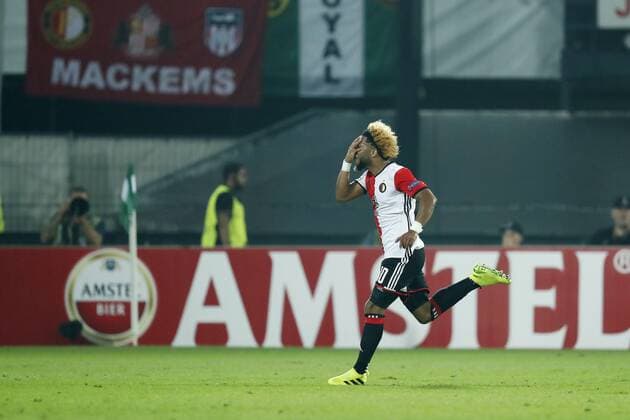 Tonny Vilhena of Feyenoord , Amstel Beer boardingduring the Europa League group A match between Feyenoord and Manchester Uinited on September 15, 2016 at the Kuip stadium in Rotterdam, The Netherlands. Feyenoord Rotterdam v Manchester United ManU UEFA Europa League 2016 2017 xVIxxIVx 6222690