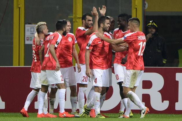 Miguel Vitor Hapoel 0-1. Celebration goal Milano 15-09-2016 Stadio Giuseppe Meazza - Football Calcio Europa League Inter - Hapoel Be er Sheva. giuseppexceleste