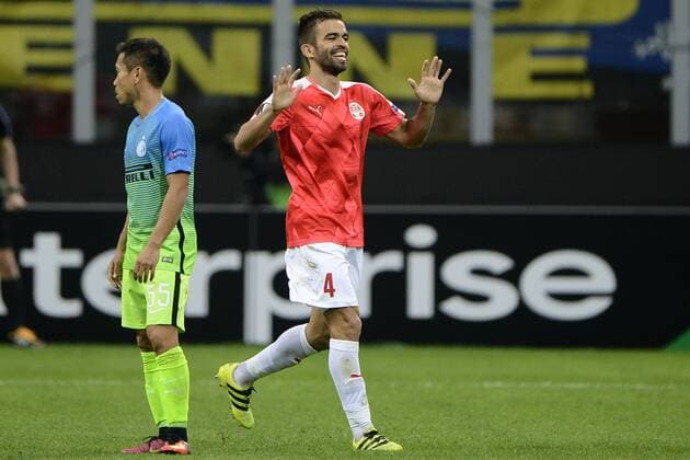 Miguel Vitor Hapoel 0-1. Celebration goal Milano 15-09-2016 Stadio Giuseppe Meazza - Football Calcio Europa League Inter - Hapoel Be er Sheva. giuseppexceleste