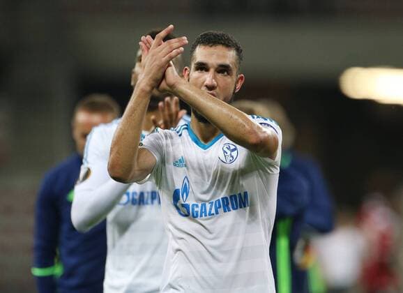 Fußball, EL, OGC Nizza - Schalke 04 15.09.2016, Fussball UEFA Europa League, 2016 17, Gruppenphase 1. Spieltag, OGC Nizza - FC Schalke 04, Jubel Nabil Bentaleb (Schalke 04)