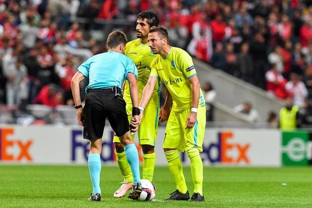 Gent s Danijel Milicevic reacts during a soccer game between Portuguese club SC Braga and Belgian team KAA Gent in Braga, Portugal, Thursday 15 September 2016, the first game of the group stage of the Europa League competition in group H. LUCxCLAESSEN  x04932988x