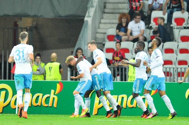 36 Breel Embolo (sch) - 08 Leon Goretzka (sch) - Fussball, Europa League, OGC Nice vs. FC Schalke 04 - 15 09 2016 FEP Panoramic 