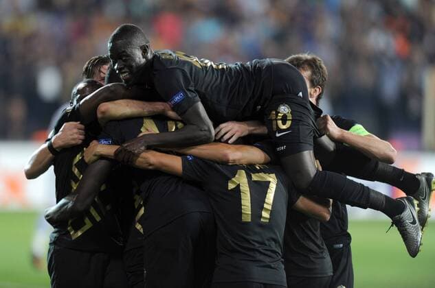 Osmanlispor s (TUR) players celebrate goal against Steau Bucharest (ROM) during tthe UEFA Europe League at Osmanli Stadium, Ankara, September 15th, 2016. (Hikmet Saatci - Depo Photos)  15501434