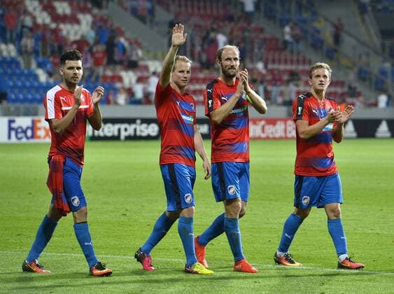 From left: Michal Duris, David Limbersky, Roman Hubnik, Jan Kopic of Viktoria Pilsen gestures after the UEFA Europe League, group E, 1st round match FC Viktoria Plzen vs AS Roma, in Pilsen, Czech Republic, on Thursday, September 15, 2016. (CTKxPhoto MiroslavxChaloupka) CTKPhotoP201609151031201  CHA 13