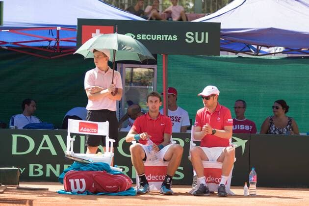 World group , play-off play-off round Uzbekistan Vs Switzerland ( blue )Sanjar FAYZIEV from uzb - (ired ) Henri LAAKSONEN 