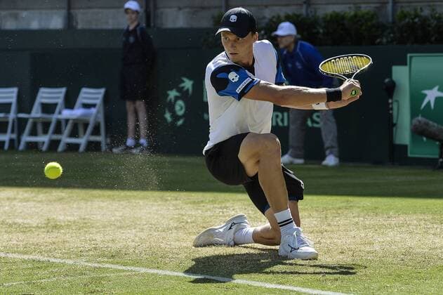 16.09.16 Sydney, Australia. Jozef Kovalik of Slovakia in action against Bernard Tomic of Australia during their mens singles match of the Davis Cup World Group Play-Off in the Ken Rosewall Arena. Tomic won the match 7-6,6-4,6-4. xNigelxOwenx  ActionPlus11790497
