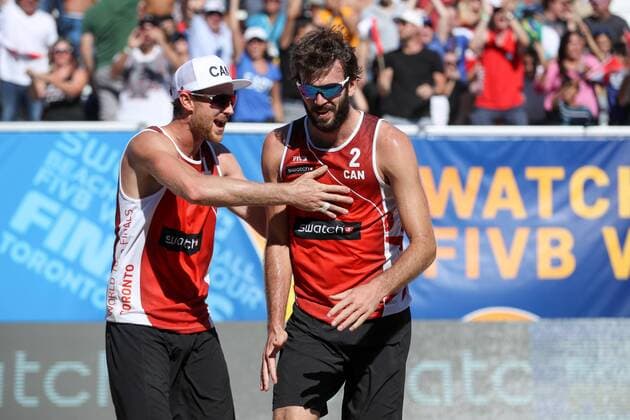 BEACHVOLLEYBALL - FIVB World Tour Finals TORONTO,CANADA,16.SEP.16 - Beach volleyball Beachvolleyball - FIVB World Tour 2016, Finals. Image shows Ben Saxton and Chaim Schalk (CAN). GEPAxpictures xMaticxKlansek