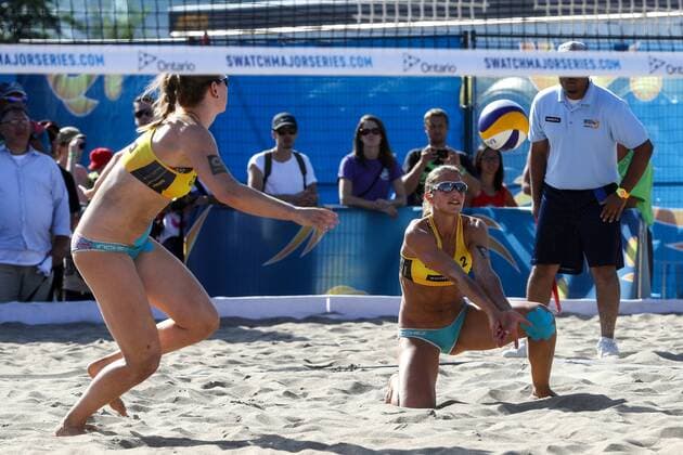 BEACHVOLLEYBALL - FIVB World Tour Finals TORONTO,CANADA,16.SEP.16 - Beach volleyball Beachvolleyball - FIVB World Tour 2016, Finals. Image shows Julia Sude and Chantal Laboureur (GER). GEPAxpictures xMaticxKlansek