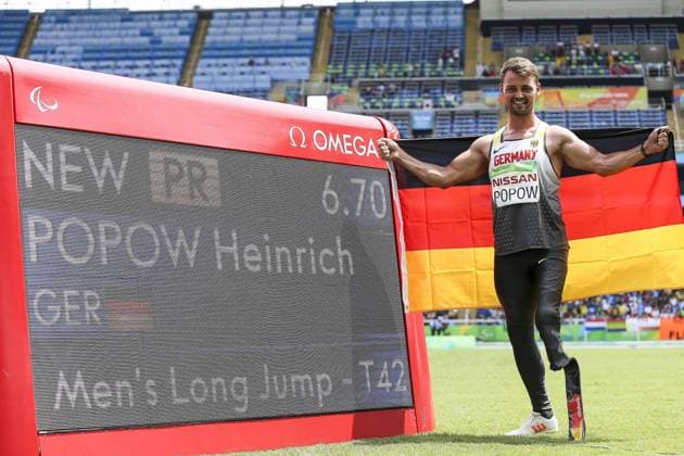 Themen der Woche - Sport Bilder des Tages - Sport Rio 2016 Paralympic Games; Rio de Janeiro, 17.09.2016 Heinrich Popow (GER TSV Bayer 04 Leverkusen)waehrend der Rio 2016 Paralympic Games am 17.09.2016 im Estadio Olimpico Joao Havelange in Rio de Janeiro (Brazil). Foto: Beautiful Sports Axel Kohring Gold for Heinrich Popow (GER TSV Bayer 04 Leverkusen) during the Rio 2016 Paralympic Games at Estadio Olimpico Joao Havelange, Rio de Janeiro (Brazil) on 2016-09-17. Photo: Beautiful Sports Axel Kohring xakx