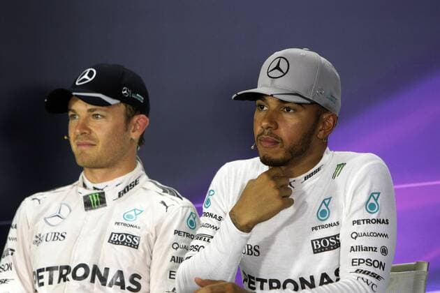 Singapore Grand Prix 15 - 18 September 2016 17.09.2016 - Qualifying, press conference PK Pressekonferenz Nico Rosberg (GER) Mercedes AMG F1 W07 Hybrid and Lewis Hamilton (GBR) Mercedes AMG F1 W07 Hybrid 