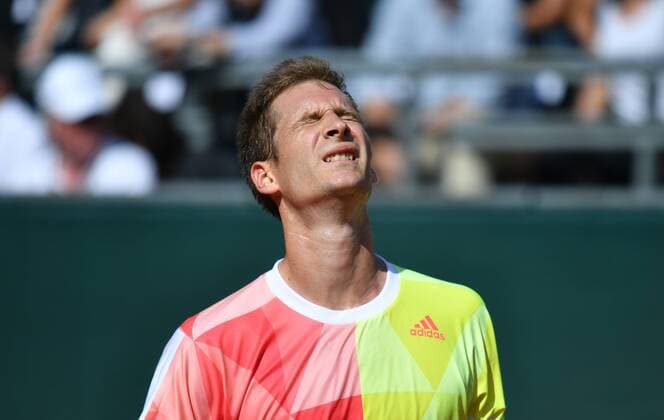 Florian Mayer, GER, enttäuscht Florian Mayer (GER)-Kamil Majchrzak (POL) Deutschland-Polen Germany-Polandi Tennis, Daviscup, Davis Cup Berlin, 18.9.2016