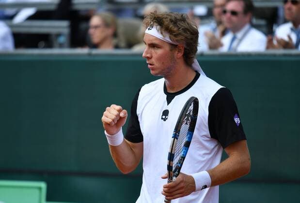 Jan-Lennard Struff, GER, jubelt nach einem Punkt Jan-Lennard Struff (GER)-Hubert Hurkacz (POL) Deutschland-Polen Germany-Polandi Tennis, Daviscup, Davis Cup Berlin, 18.9.2016