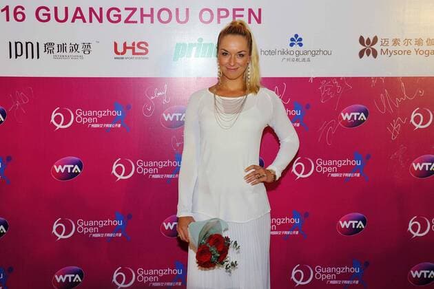 Sabine Lisicki of Germany arrives at the red carpet for the welcome party of the 2016 WTA Tennis Damen Guangzhou Open tennis tournament in Guangzhou city, south China s Guangdong province, 19 September 2016. Tennis stars glam up welcome party for 2016 Guangzhou Open tennis tournament  20160920_04736