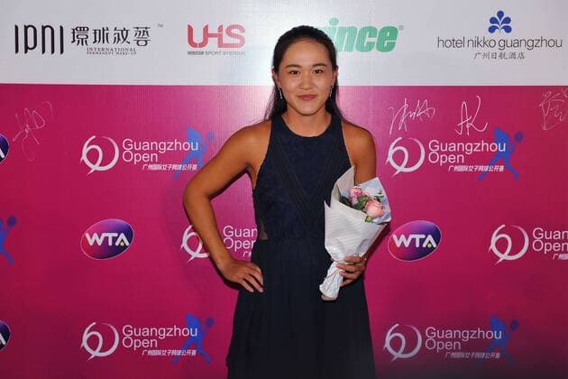 Zhu Lin of China arrives at the red carpet for the welcome party of the 2016 WTA Tennis Damen Guangzhou Open tennis tournament in Guangzhou city, south China s Guangdong province, 19 September 2016. Tennis stars glam up welcome party for 2016 Guangzhou Open tennis tournament  20160920_27683