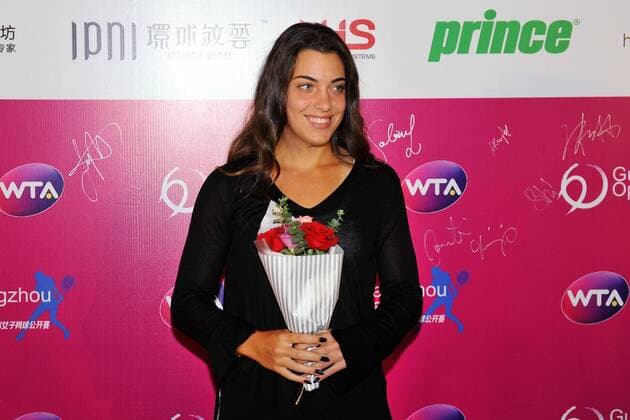 Ana Konjuh of Croatia arrives at the red carpet for the welcome party of the 2016 WTA Tennis Damen Guangzhou Open tennis tournament in Guangzhou city, south China s Guangdong province, 19 September 2016. Tennis stars glam up welcome party for 2016 Guangzhou Open tennis tournament  20160920_58605