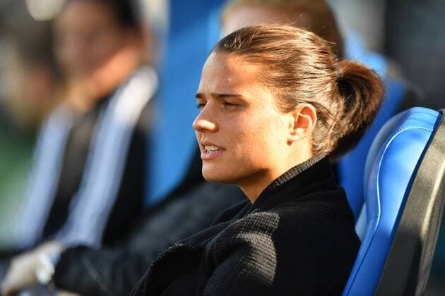 Dzenifer Marozsan auf der Trainerbank , zu Gast Györ, Ungern, 20.09.2016 - Fussball, Euro 2017 Qualifikation - Frauen - Ungarn - Deutschland, Fussball, Euro 2017 Qualifikation - Frauen - Ungarn - Deutschland, xmkx
