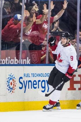 Kanada s Matt Duchene Jubel efter han gjort 3-1 Kanada - USA World Cup of Hockey Nationalteam Länderspiel Eishockey Toronto.  Copyright: LUDVIGxTHUNMAN BB160921LT008