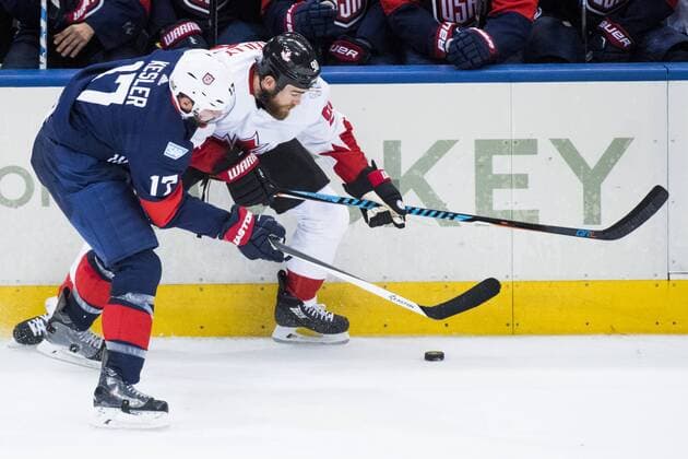 USA s Ryan Kesler och Kanada s Ryan O Reilly Kanada - USA World Cup of Hockey Nationalteam Länderspiel Eishockey Toronto.  Copyright: LUDVIGxTHUNMAN BB160921LT026