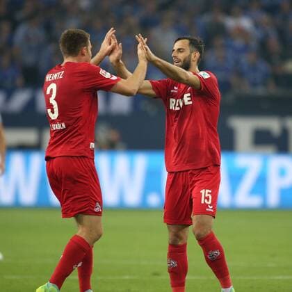 21.09.2016, Fussball GER, 1. Bundesliga Saison 2016 2017, 4. Spieltag, FC Schalke 04 - 1. FC Koeln, v. l. Dominique HEINTZ (1FC Koeln) jubelt mit Mergim MAVRAJ (1FC Koeln)