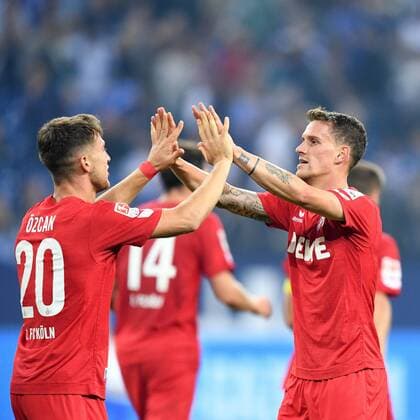 Fussball, 1.BL Saison 2016 2017, Spieltag 4, FC Schalke 04 - 1.FC Köln, 21.09.2016, Veltinsarena Gelsenkirchen, Salih Özcan, Simon Zoller , Torjubel