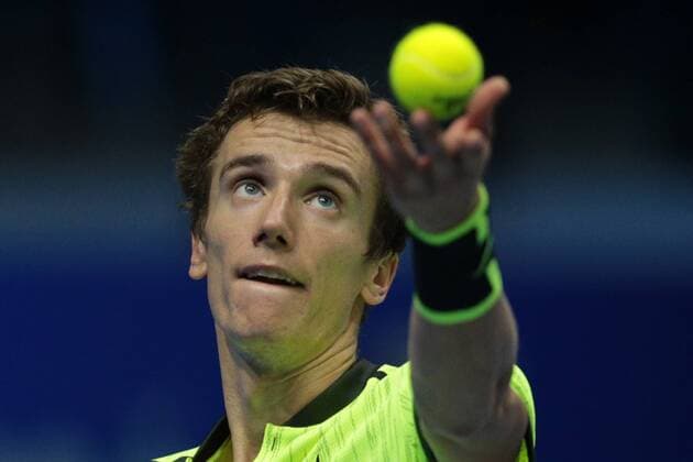 September 22, 2016 - Saint Petersburg, Russia - Andrey Kuznetsov of Russia serves a shot against Tomas Berdych of Czech Republic during the St. Petersburg Open ATP Tennis Herren tennis tournament match in St. Petersburg, Russia, September 22, 2016. St. Petersburg Tennis Open 2016  - ZUMAn230