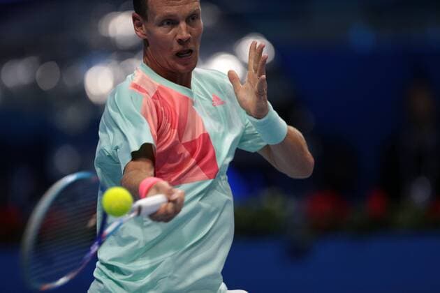 September 22, 2016 - Saint Petersburg, Russia - Tomas Berdych of Czech Republic returns the ball to Andrey Kuznetsov of Russia during the St. Petersburg Open ATP Tennis Herren tennis tournament match in St. Petersburg, Russia, September 22, 2016. St. Petersburg Tennis Open 2016  - ZUMAn230