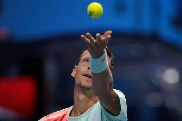 September 22, 2016 - Saint Petersburg, Russia - Tomas Berdych of Czech Republic serves a shot against Andrey Kuznetsov of Russia during the St. Petersburg Open ATP Tennis Herren tennis tournament match in St. Petersburg, Russia, September 22, 2016. St. Petersburg Tennis Open 2016  - ZUMAn230
