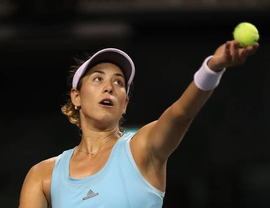 September 22, 2016, Tokyo, Japan - Garbine Muguruza of Spain tosses the ball to deliver a service against Latvia s Anastasija Sevastova during the second round of the Toray Pan Pacific Open tennis championships in Tokyo on Thursday, September 22, 2016. Muguruza defeated Sevastova 6-3, 6-3. Noxthirdxpartyxsales  (lwxa004791)