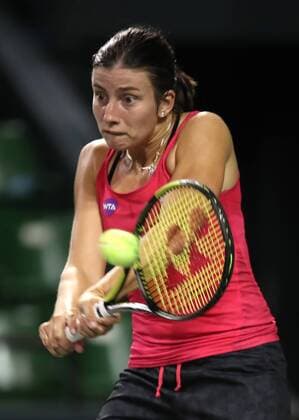 September 22, 2016, Tokyo, Japan - Latvia s Anastasija Sevastova returns the ball against Garbine Muguruza of Spain during the second round of the Toray Pan Pacific Open tennis championships in Tokyo on Thursday, September 22, 2016. Muguruza defeated Sevastova 6-3, 6-3. Noxthirdxpartyxsales  (lwxa004795)