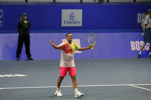 Russian Federation. St. Petersburg. Sibur-Arena. International tennis tournament SpbOpen 2016.Milosh Raonic - Mikhail Youzhny. ATP Tennis Herren 250. Mikhail Youzhny. MaksimxKonstantinov 