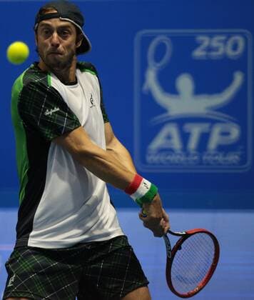September 23, 2016 - Saint Petersburg, Russia - Paolo Lorenzi of Italy returns the ball to Tomas Berdych of Czech Republic during the St. Petersburg Open ATP Tennis Herren tennis tournament match in St. Petersburg, Russia, September 23, 2016. Tennis tournament St. Petersburg Open 2016  - ZUMAn230