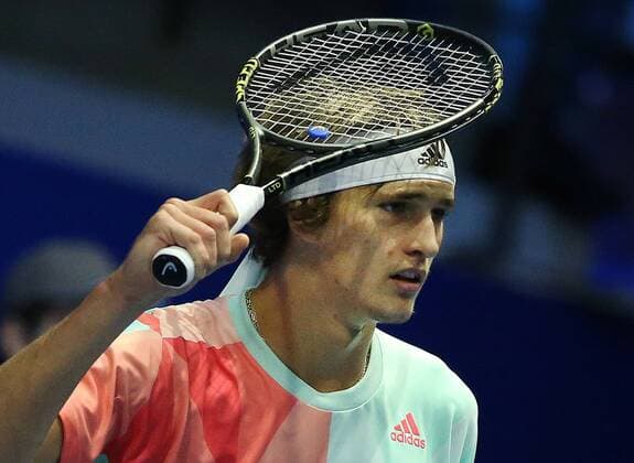 ST PETERSBURG, RUSSIA - SEPTEMBER 24, 2016: Germany s Alexander Zverev in a tennis match against a Czech tennis player at the 21st St Petersburg international tennis tournament at Sibur Arena. Alexander Zverev won the match 2-0. Peter Kovalev TASS  TS03246D