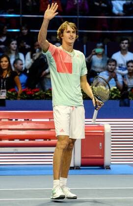 ST PETERSBURG, RUSSIA - SEPTEMBER 24, 2016: Germany s Alexander Zverev waves after a tennis match against a Czech tennis player at the 21st St Petersburg international tennis tournament at Sibur Arena. Alexander Zverev won the match 2-0. Peter Kovalev TASS  TS032497